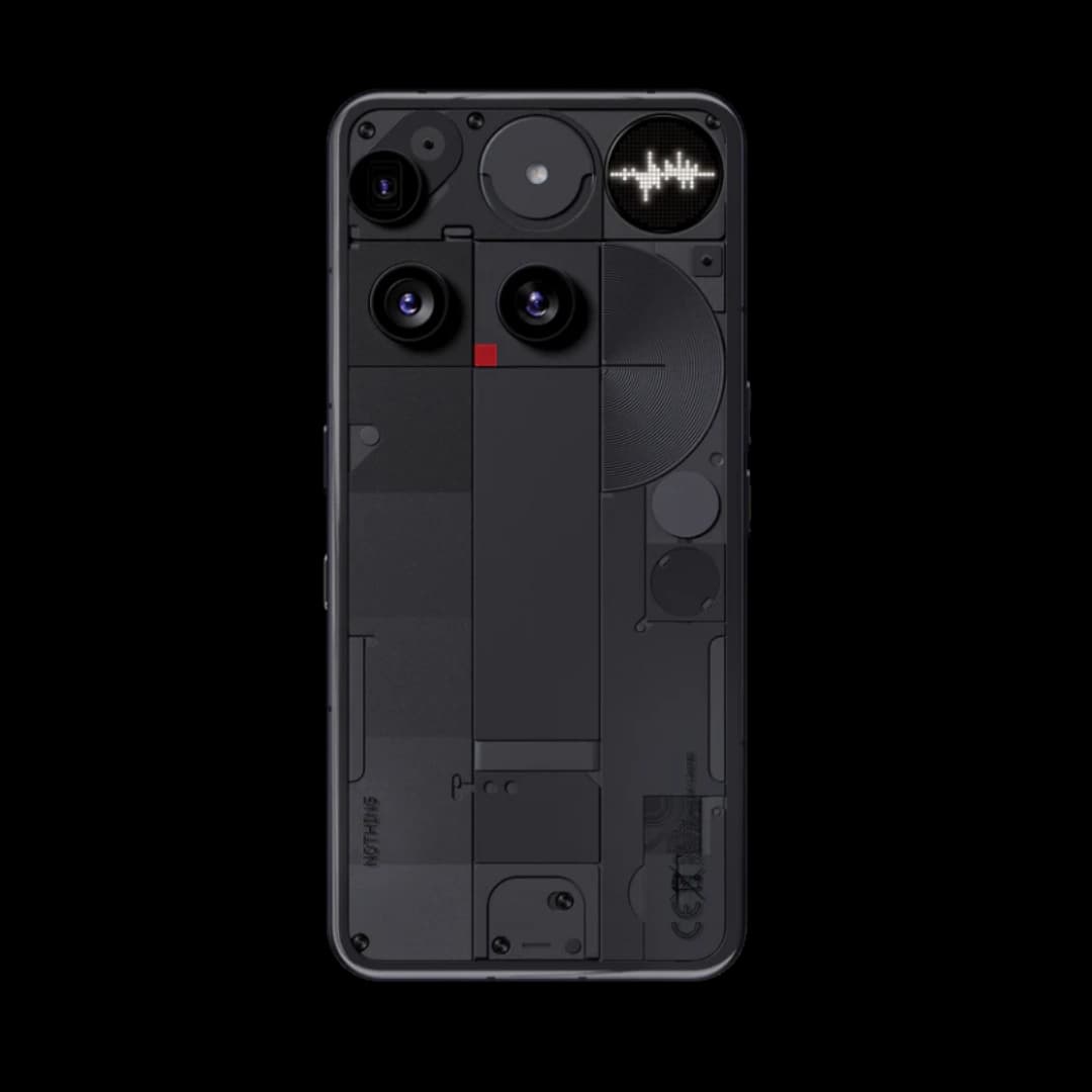 Phone 3 black color smartphone rear design with glyph lights