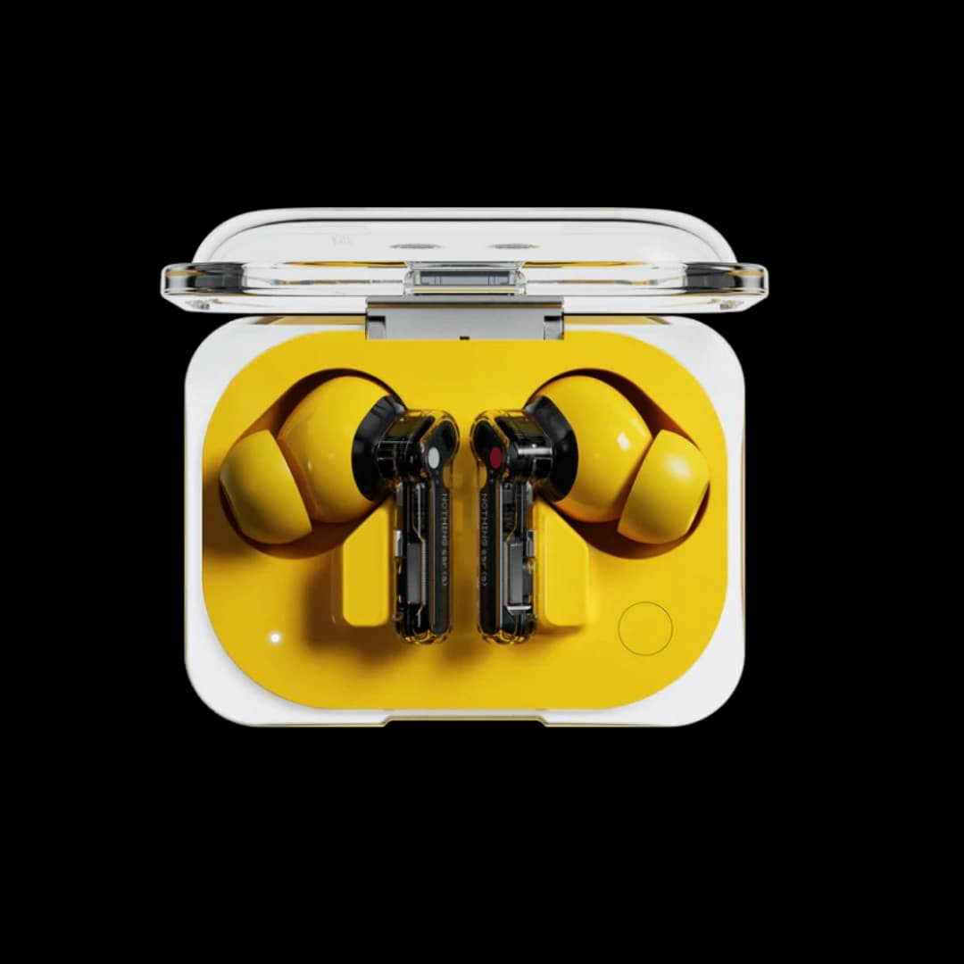 Ear a yellow wireless earbuds vibrant design